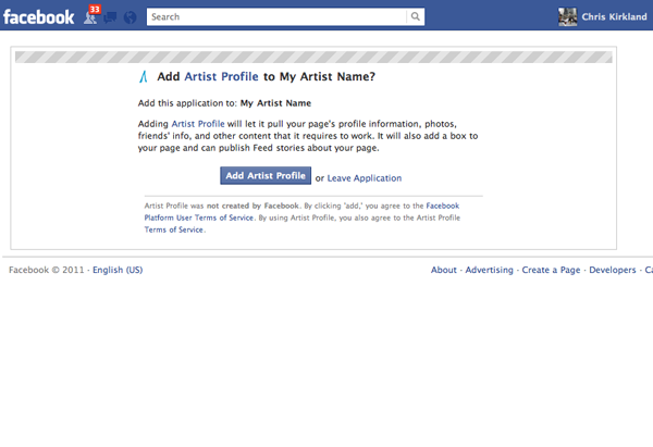 install facebook artist profile