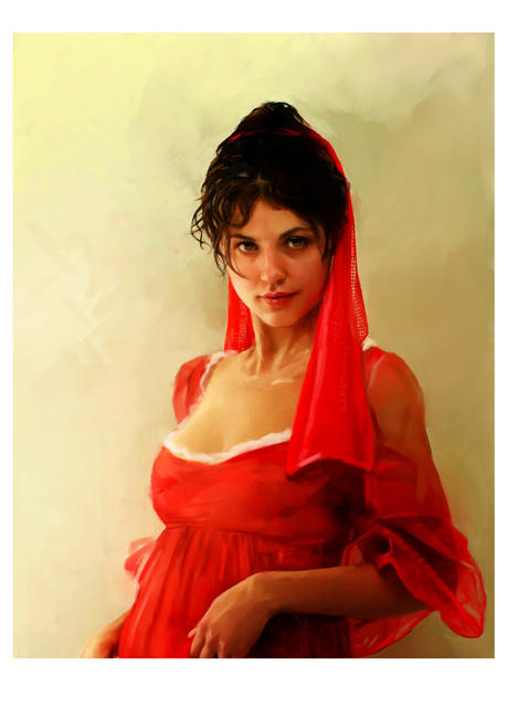 Girl In The Red Dress Oil on canvass	/><link rel=