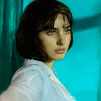 Girl In Blue and Green