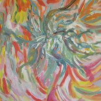 green on rainbow swirls