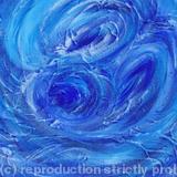 Abstract - Blue Wave Trio - acrylic on canvas