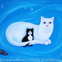 Cat Portrait - Snowflake and Mittens