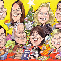 Family caricature portrait