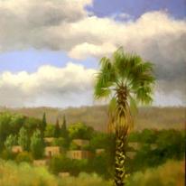 Ein-Karem, Jerusalem, palm tree - oil painting (landscape)