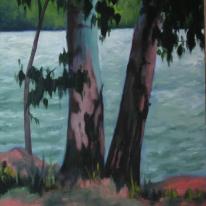 Eucalyptus on Jordan River 2 - oil painting (landscape) 