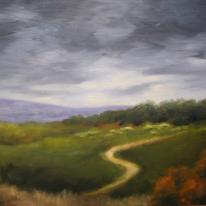 Hill and road, lower galilee - oil painting (landscape)