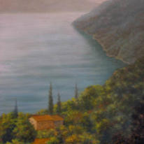Italian Lake - oil painting (landscape)