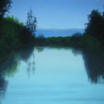 Jordan River on sunset - oil painting (landscape)