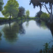 Jordan River, Galilee - oil painting (landscape)