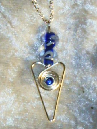 Lamp work bead heart pendant -034