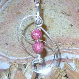 Pink Jasper Treble Cleff TC-005 - Silver-plated wire, sea sediment jasper beads