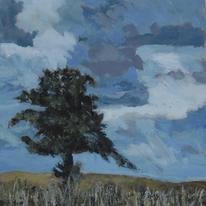 Lone Tree and Billowing Clouds