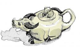 Cambodian buffalo teapot