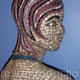 Mosaic manequin detail. | | | Ceramic tiles, mirror and tile grout. Mosaic manequin detail.