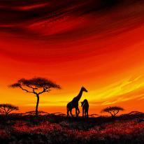 African Landscape with Giraffes