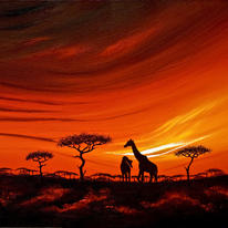 Giraffes at Daybreak