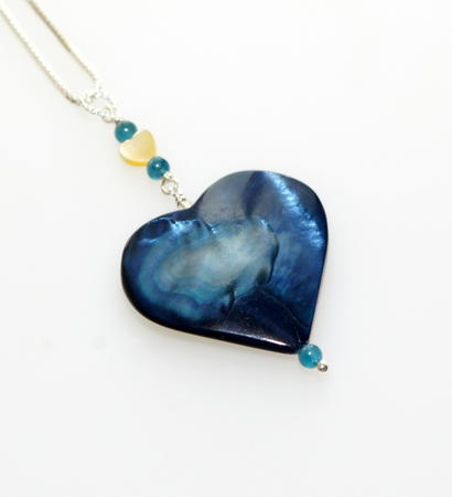 Kyanite, Mother of Pearl and Silver Pendant