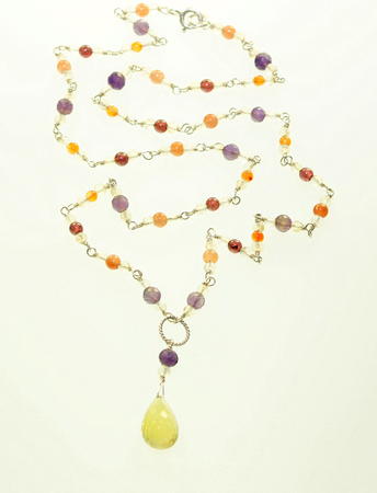 Briolette Lemon Quartz and Multi Gem Necklace