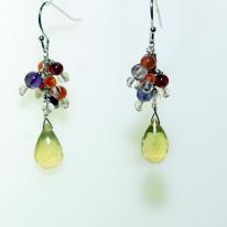 Silver, Lemon Quartz and Multi Gemstone Earrings 