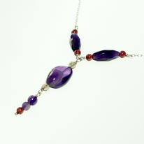 Amethyst, Garnet and Smokey Quartz Necklace