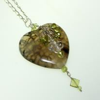 Agate, Peridot, Quartz and Silver Pendant