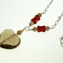 Smokey Quartz, Carnelian and Silver Necklace