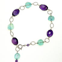Amethyst, Fluorite and Silver Bracelet