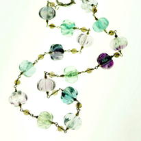 Fluorite, Smokey Quartz and Silver Necklace