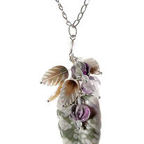 Fluorite, Moonstone , Shell, Jasper and Silver Necklace