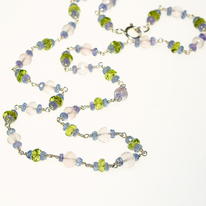 Tanzanite, Peridot, Rose Quartz and Silver Necklace