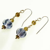 Blue Fluorite, Smokey Quartz and Silver Earrings