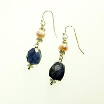 Iolite, Pearl, Labradorite and Silver Earrings