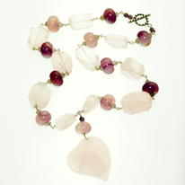 Rose Quartz , Agate and Silver Necklace