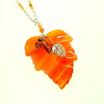 Agate, Smokey Quartz, Mother of Pearl and Silver Necklace