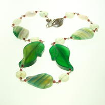 Agate, Prehenite, Garnet and Silver Necklace