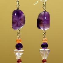 Amethyst, Garnet and Sunstone Earrings