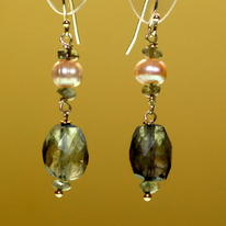 Iolite, Pearl, Labradorite and Silver Earrings