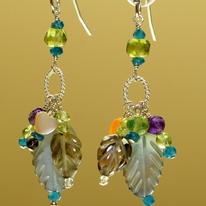 Multi Gemstone, Pearl and Silver Earrings