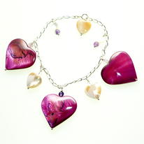 Amethyst, Silver and Mother of Pearl Bracelet