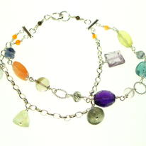 Multi Gemstone Double Row Bracelet