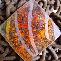 Copper inclusions with enamel & sandblast detail.