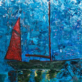 Ketch at anchor - Oil on Board