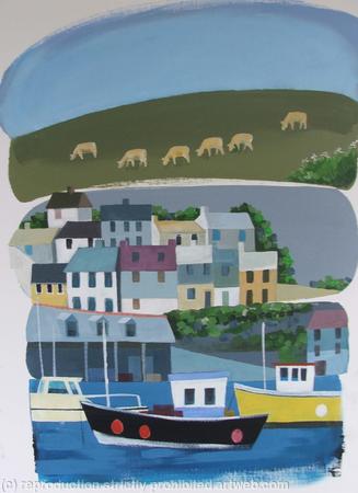 Mevagissey- Cows above, boats below