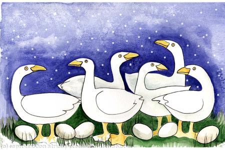 Six Geese a-laying