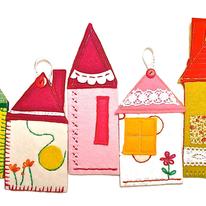 Felt applique houses