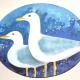Gulls | £75 | 36 x 28cm | Acrylic on oval Canvas Gulls