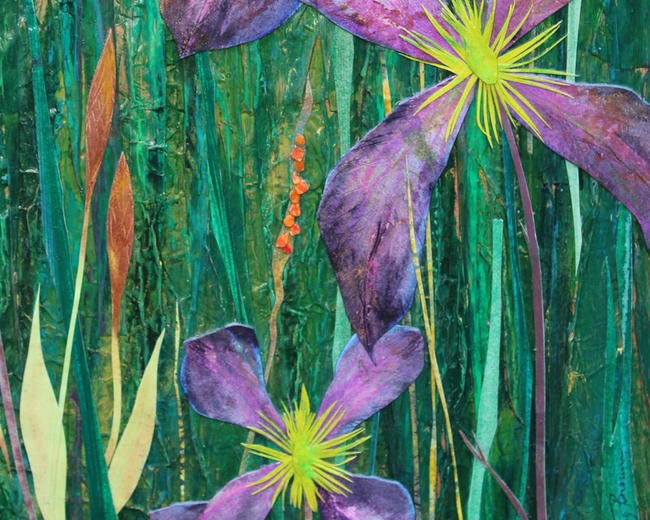 Meadow with Purple - detail mixed media painting	/><link rel=