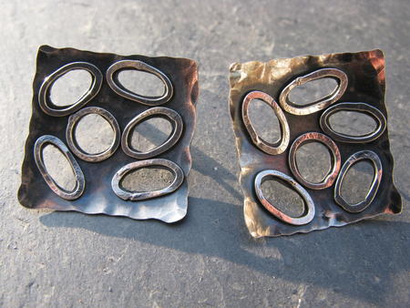 Silver Link Stud Earrings