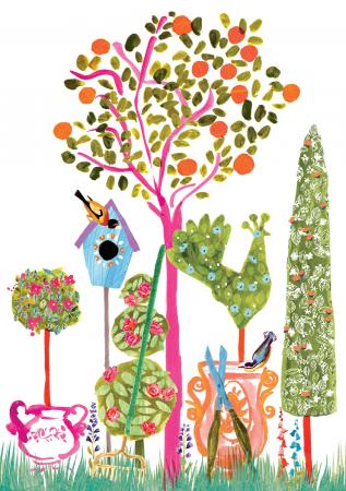 orange tree and topiary