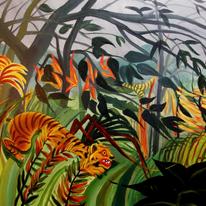 Tiger in the Rain inspired by Henri Rousseau